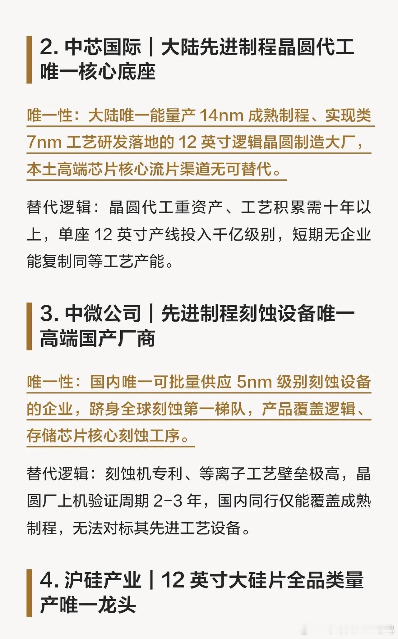 国产替代加速落地｜半导体十大唯一性硬核龙头全梳理国产自主化浪潮持续推进，半导体、