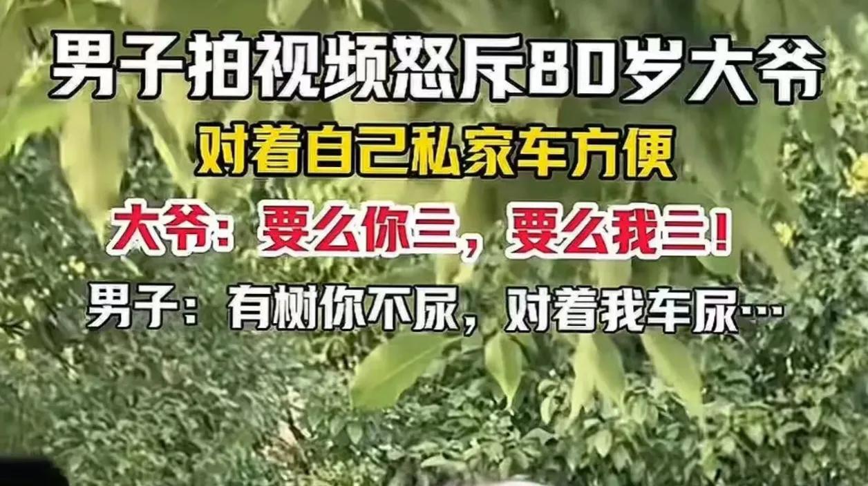 “真的是坏人变老了！”男子怒斥80岁大爷对着自己私家车尿尿，大爷却放狠话：“要么