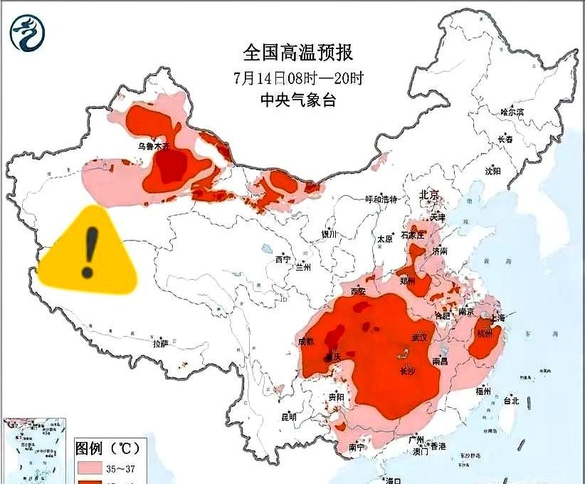 今天武汉又是37℃，太阳跟火盆似的。
他在工地上被太阳炙烤，手机却弹出气温37℃