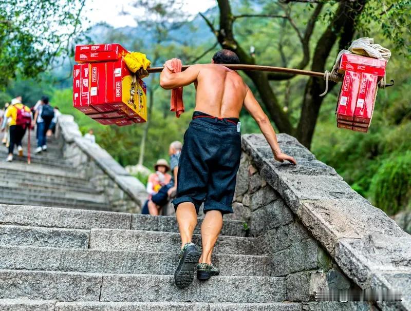 老君山景区拒绝用无人机取代挑山工 老君山景区拒绝用无人机取代挑山工，这事儿太暖了