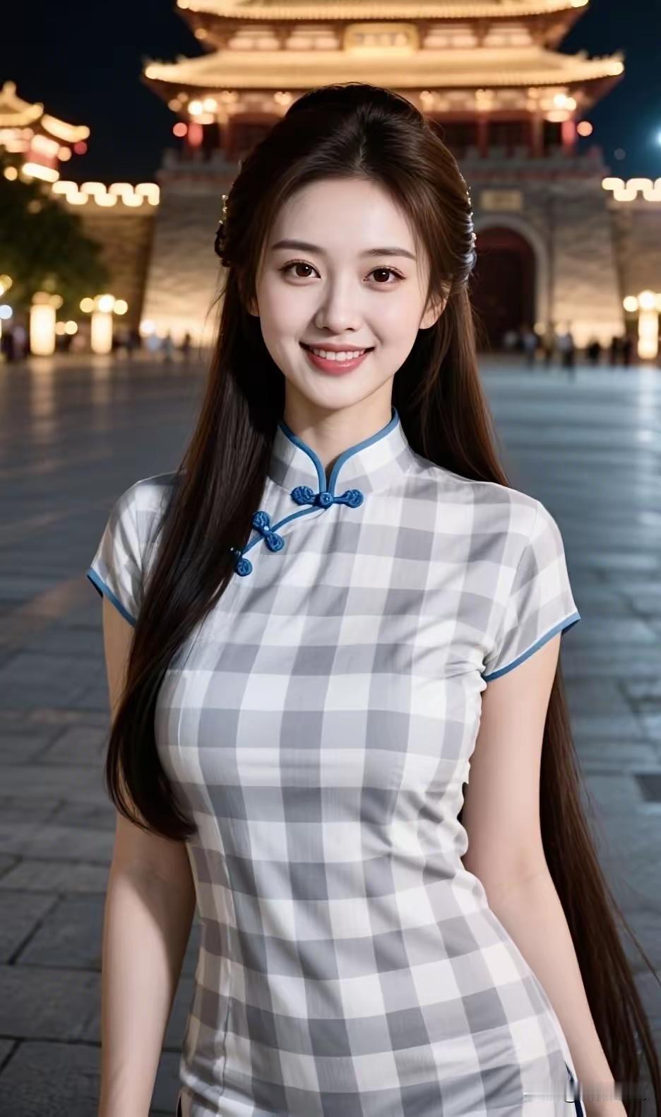 塞鸿秋·江南清韵
格纹灰白藏江南软，
盘蓝轻绾晚风缓。
城楼星落流光浅，
嫣然缓