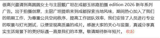 品牌方澄清高圆圆综艺替身传闻 品牌方否认高圆圆“综艺替身”传闻：“为尊重公共空间