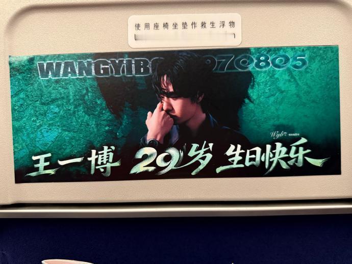 王一博29岁云端应援太浪漫王一博29岁生日专机乘风启航，头巾、座椅小桌板统一定制