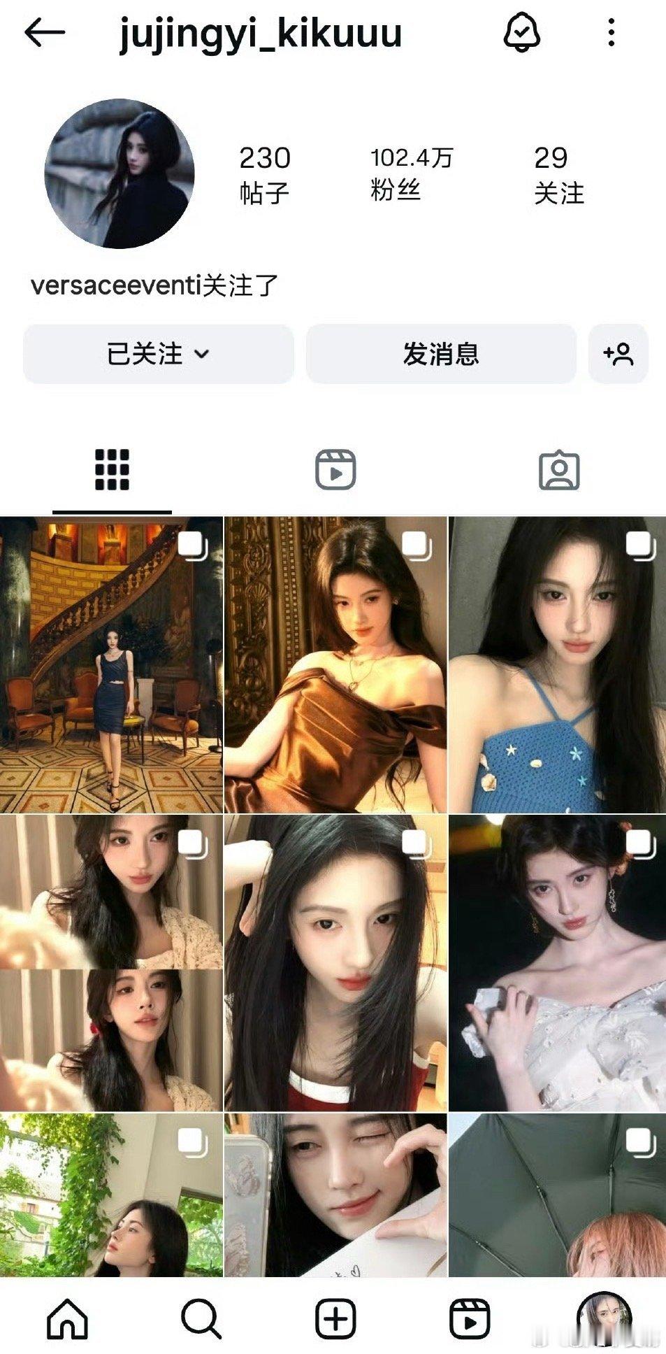 鞠婧祎ins粉丝破百万了 ​​​