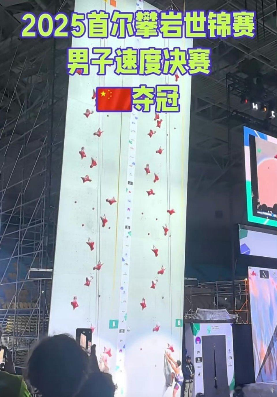 龙见国在攀岩世锦赛中表现出色，勇夺冠军！他凭借精湛的技艺和坚韧的毅力，一路过关斩