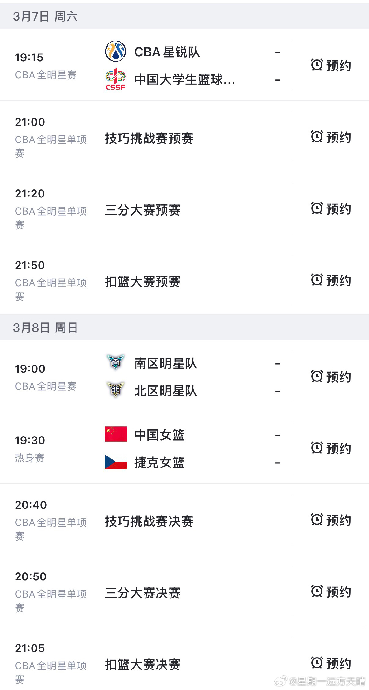 CBA全明星 倒计时还有一天。其中：扣篮大赛：俞泽辰。星锐赛：张陈治锋。北区明星