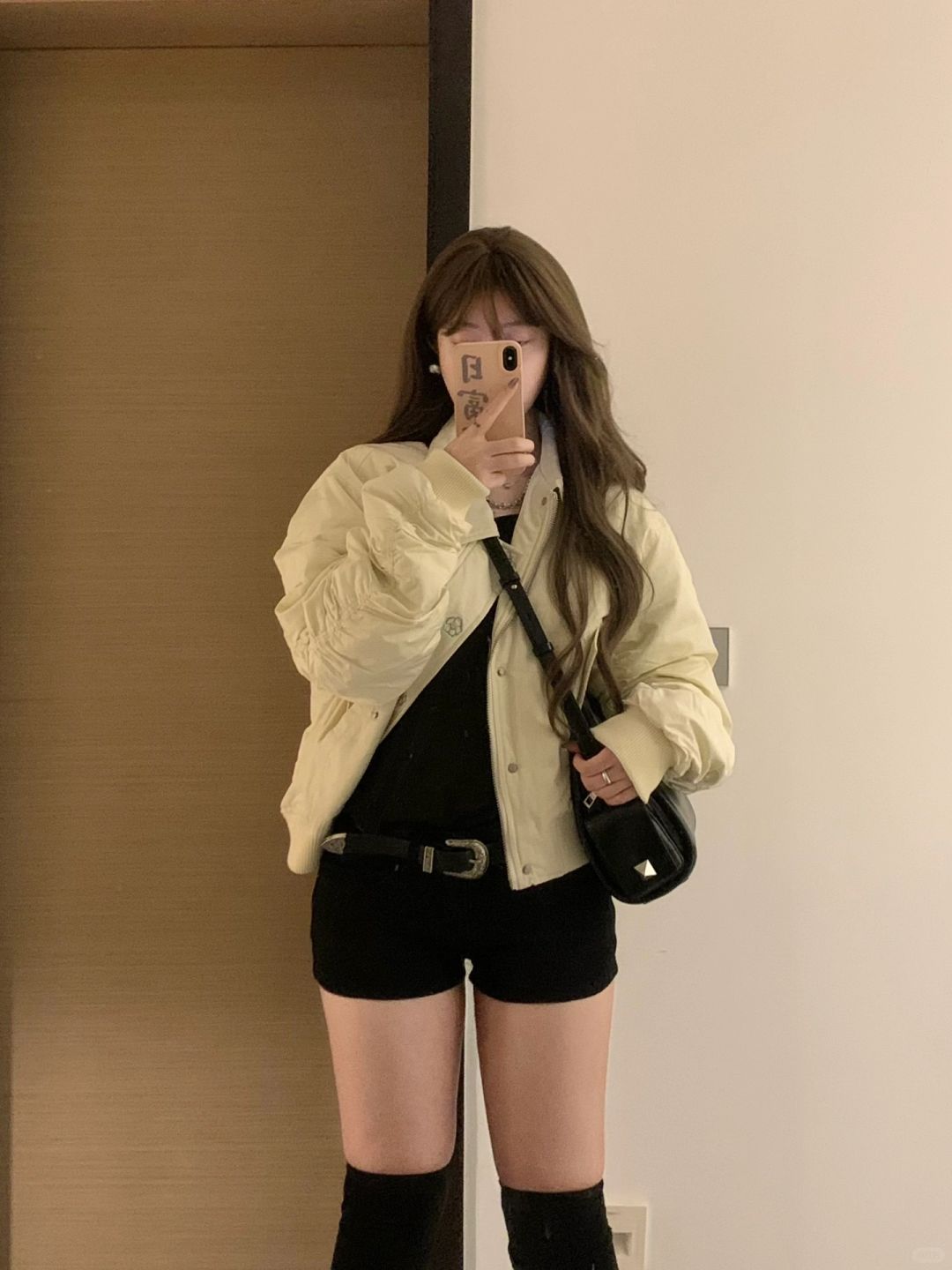 165/120 微胖穿搭 白色棉服干净出门
