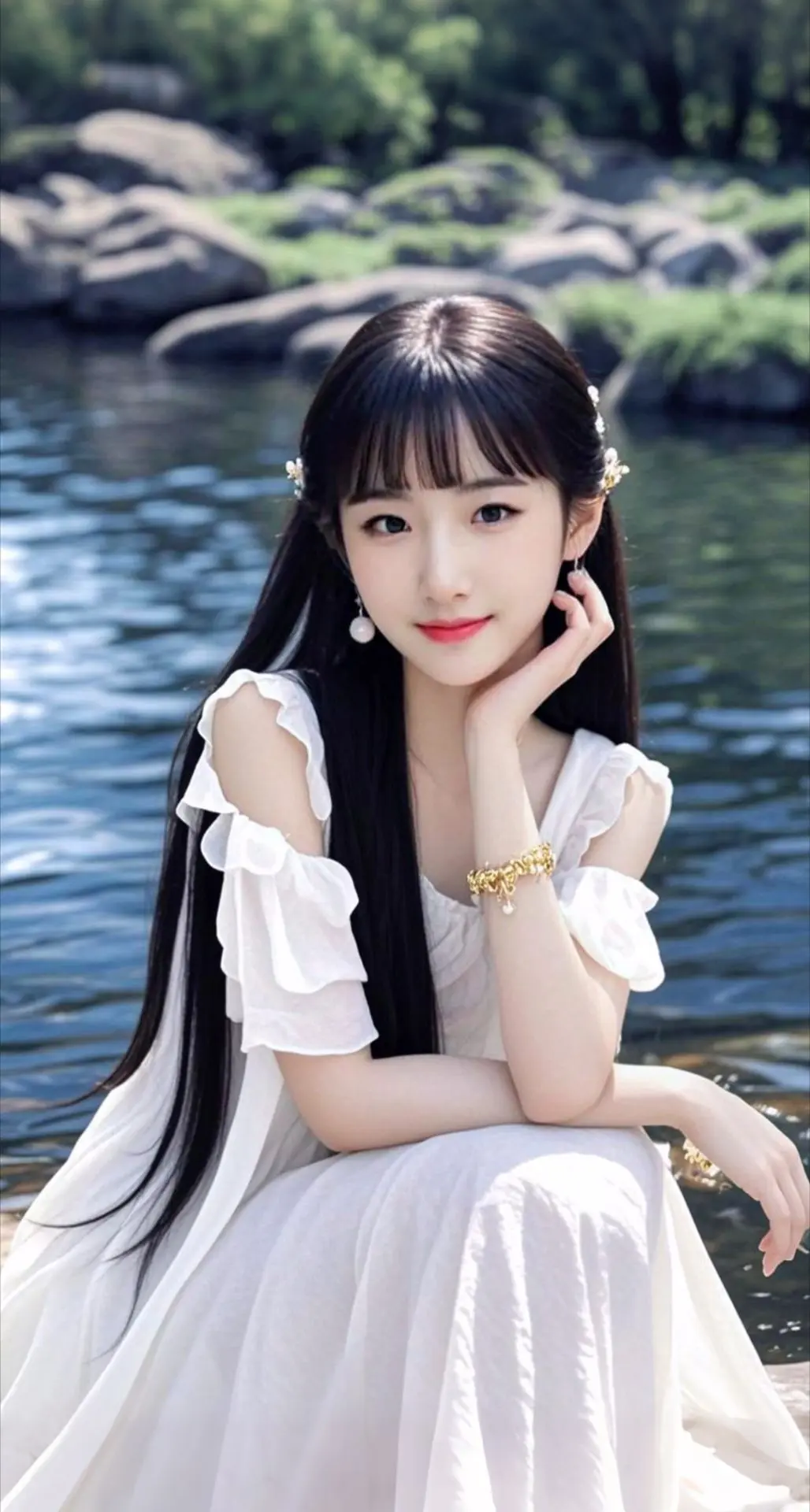 AI扩图 AI河畔佳人