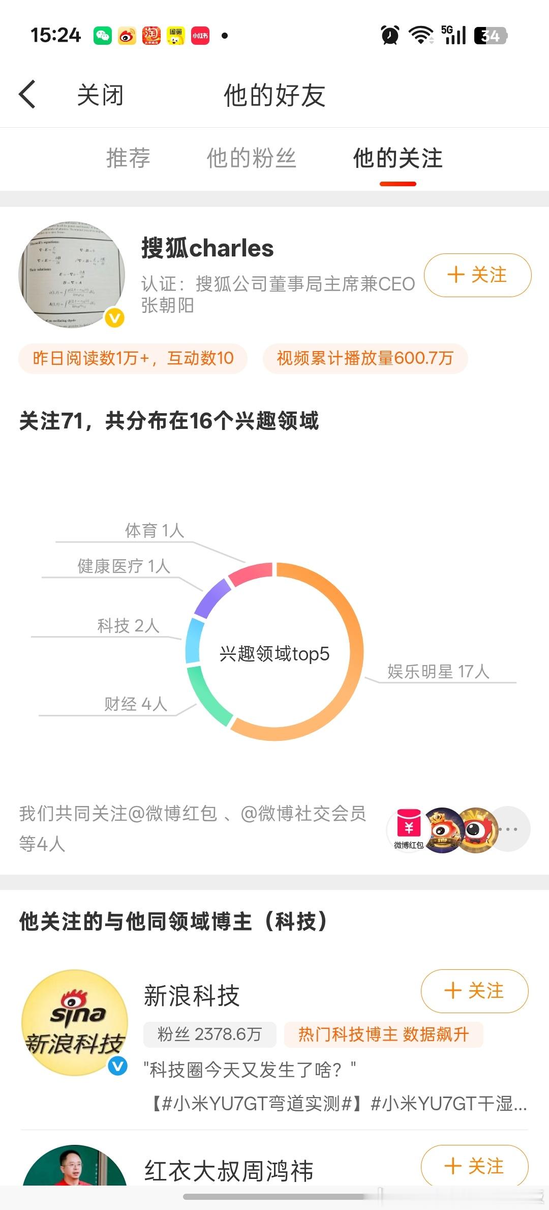 张朝阳怎么还关注呃家老苦苦了？这个脂粉一定要重点关注一下张老师，一直带头骚扰您！