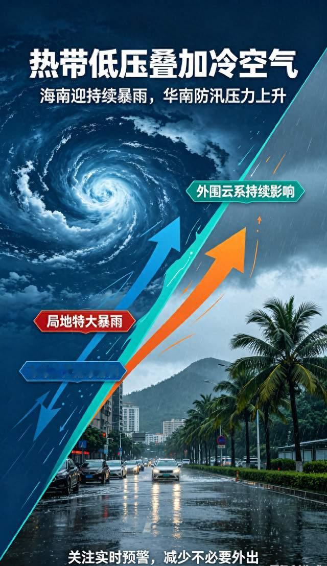 南海热带低压携暴雨来袭！海南多地停课、景区关停，水库开启泄洪