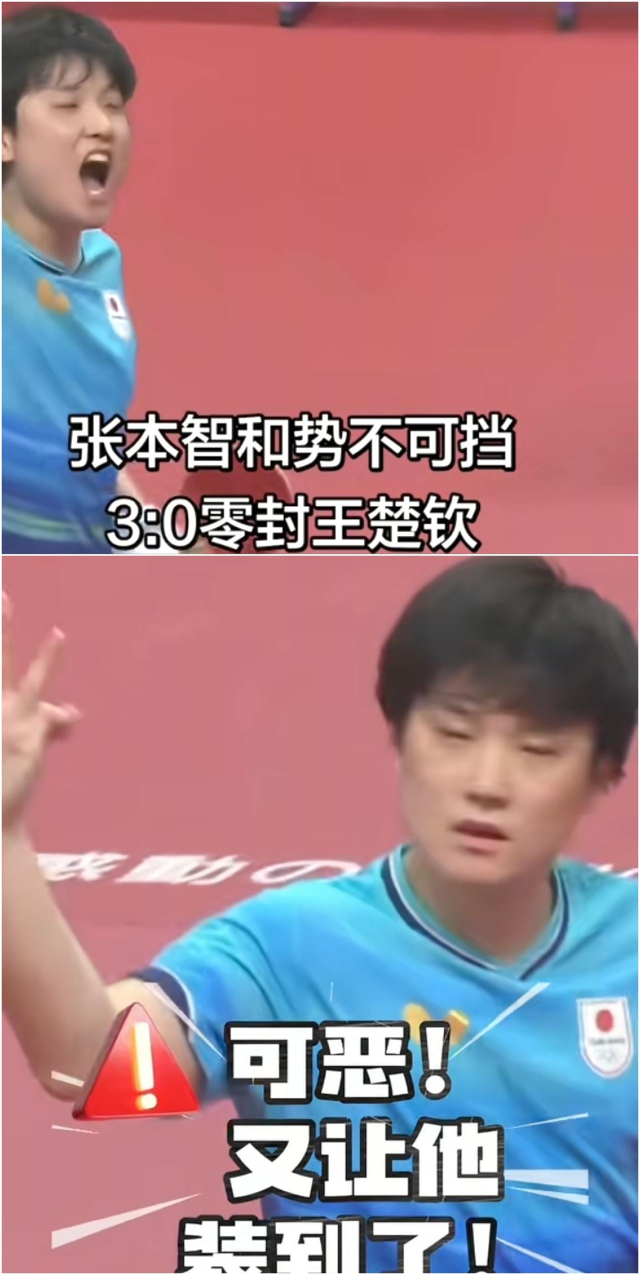 张本智和前天24号团体赢了王楚钦还嚣张的挥拳嗷嗷叫，怎么才过了一天，今天单打就输