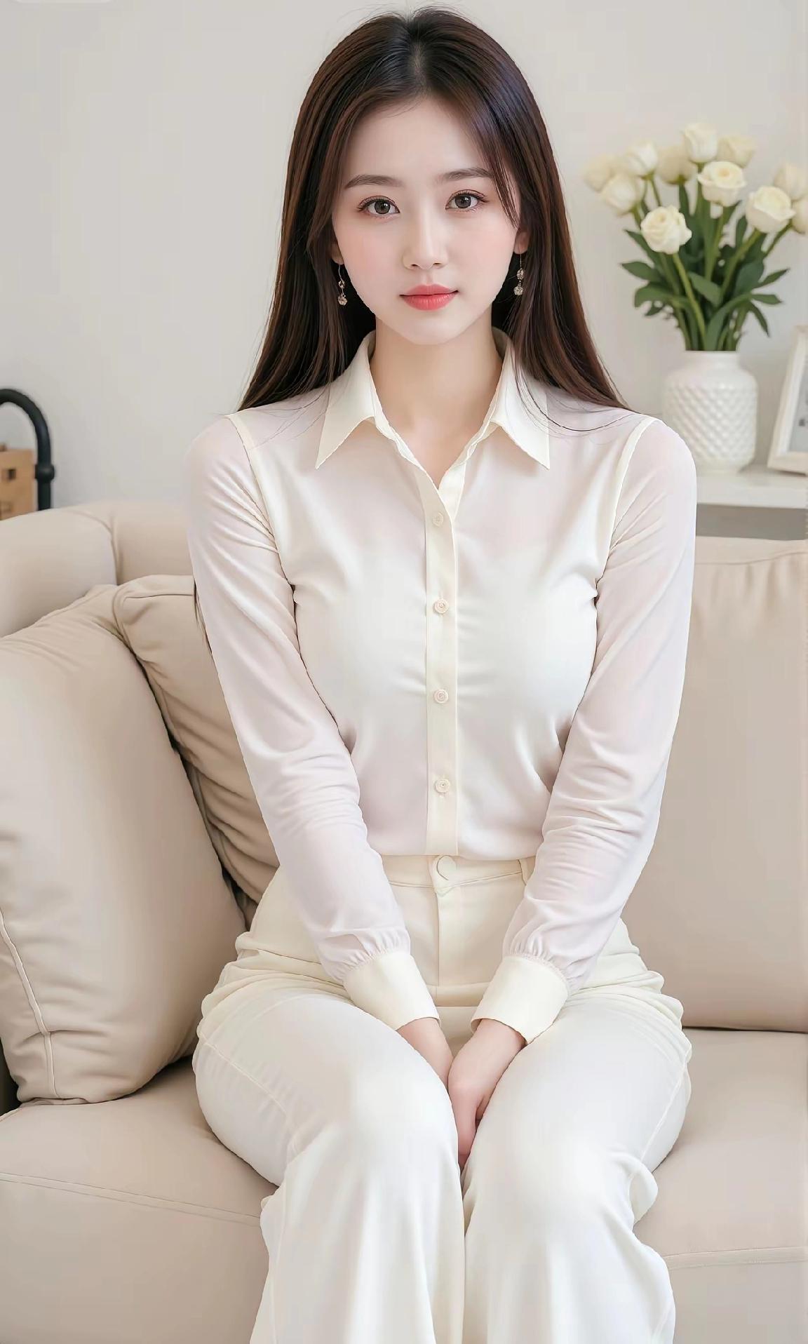 优雅白衬衫，简约气质穿搭，清新自然美！分享美女穿搭服饰