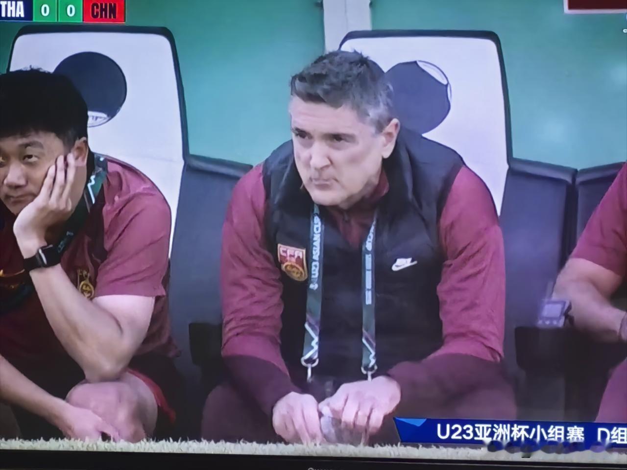 U23亚洲杯小组赛最后一场比赛，中国队对阵泰国队的上半场结束了，双方均无建树，0