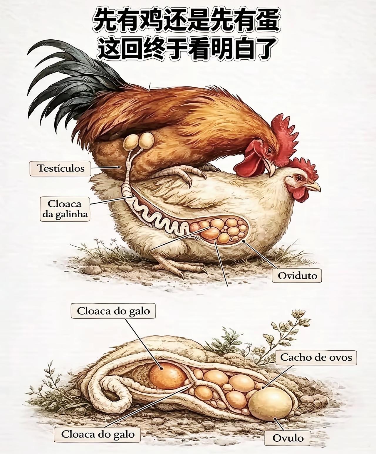 争论千年难题：先有鸡还是先有蛋？一张繁育图解打破固有认知

趣味科普 先有鸡还是
