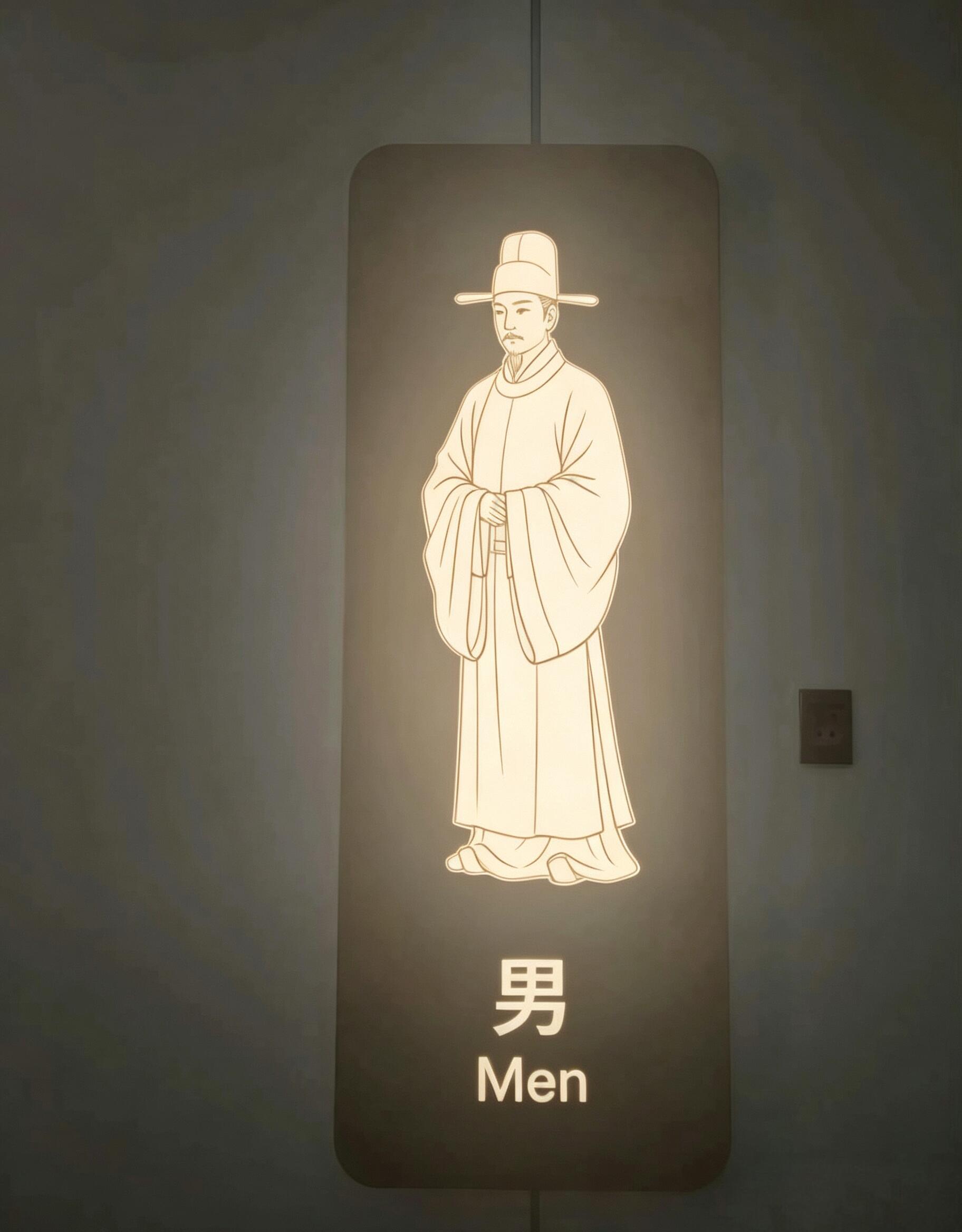 很有古韵的卫生间标识 