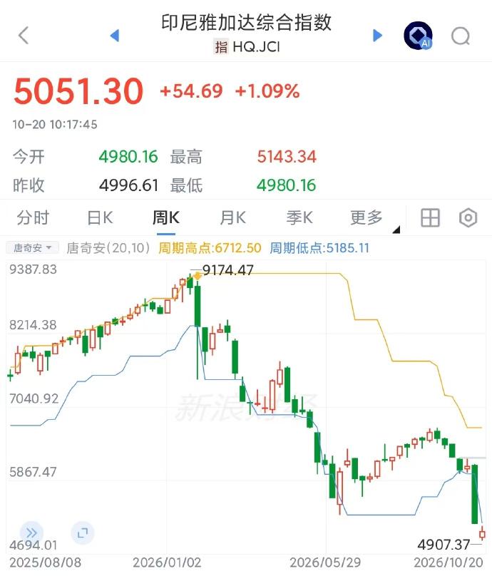 印尼雅加达股指两日大跌15%，距年内高点跌了45%

印尼这股指崩的，比A股惨多