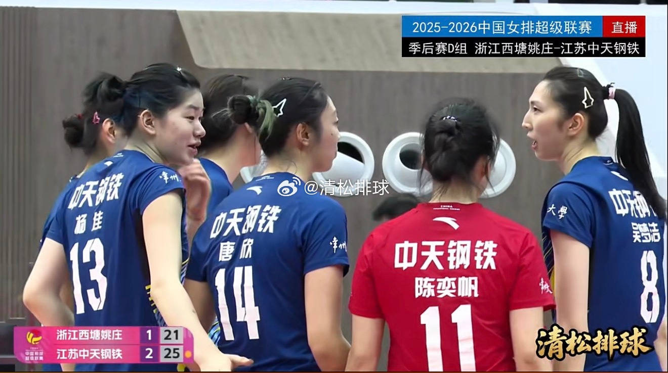【江苏女排逆转浙江夺季后赛四连胜】2025-2026中国女排超级联赛季后赛D组第