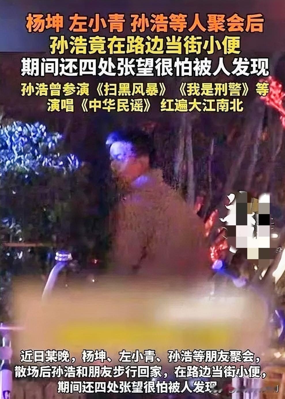 演员孙浩当街解手，公众人物失范引争议

近日，演员孙浩被拍到聚会后在路边当街解手