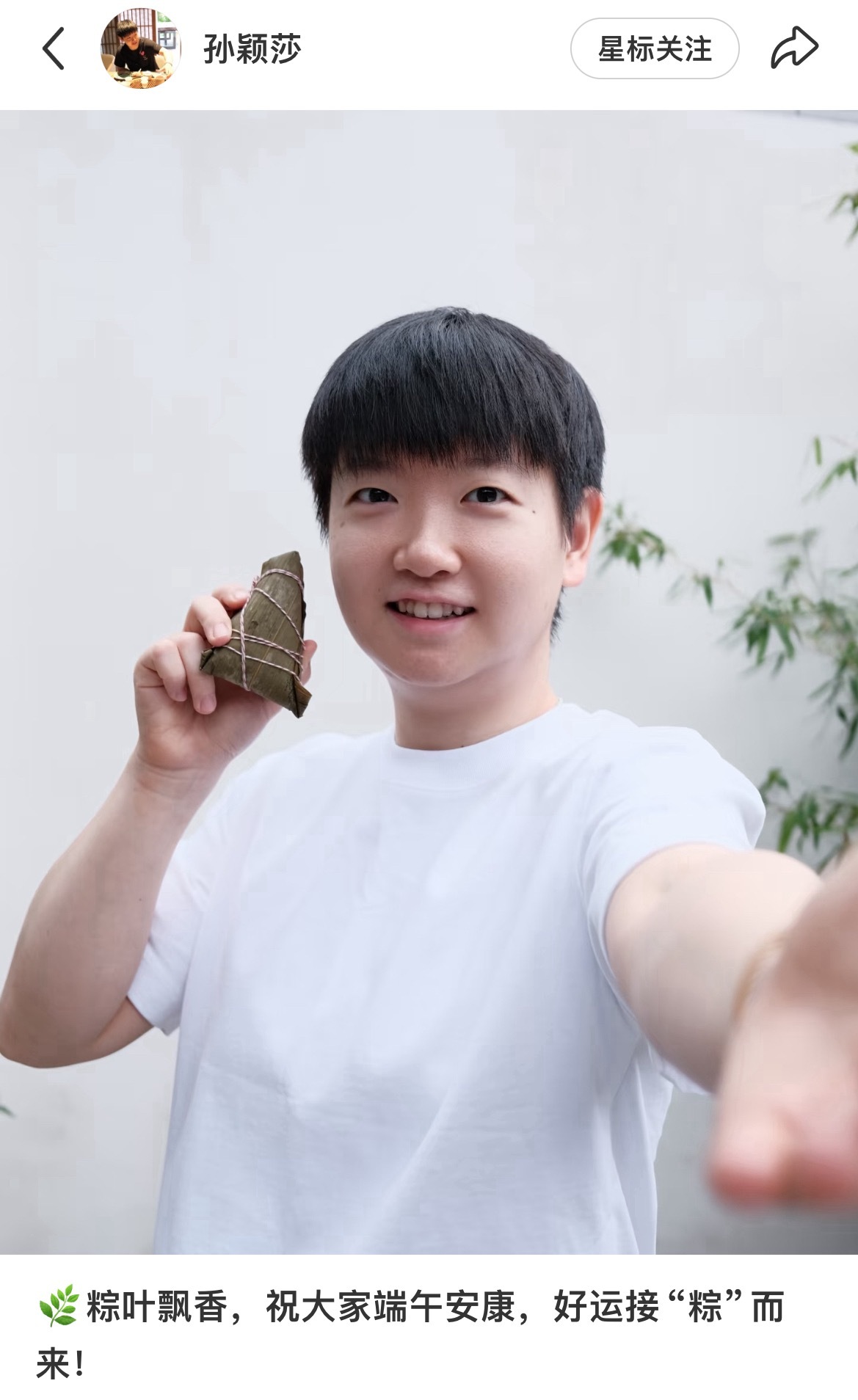 孙颖莎端午祝福已收到莎莎的祝福 端午节快乐呀宝宝