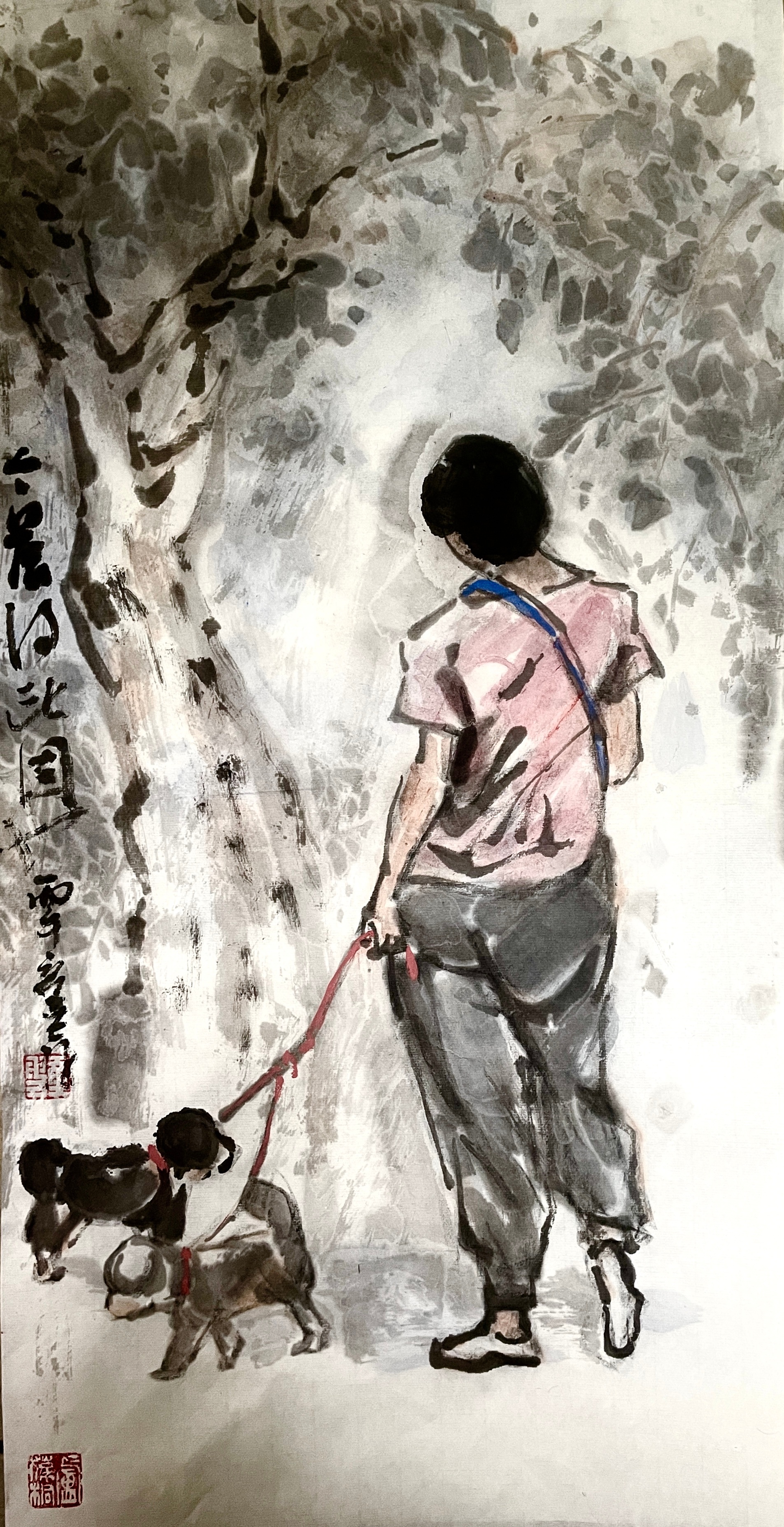 卢氏水墨  今晨得此图（爱狗） 