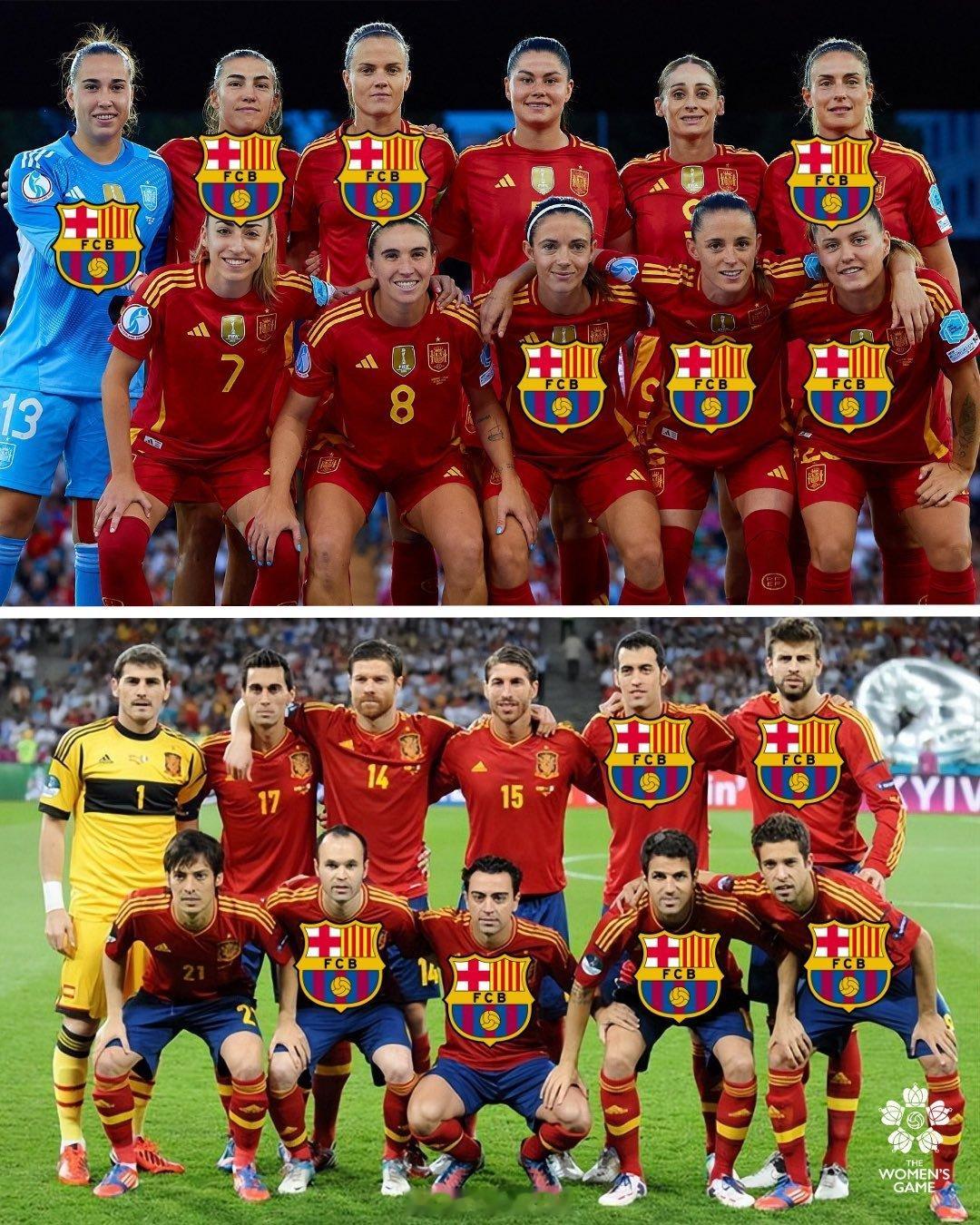 女足欧洲杯 巴萨对西班牙国家队的影响🇪🇸🔥🏆2012年男队：6名巴萨球员