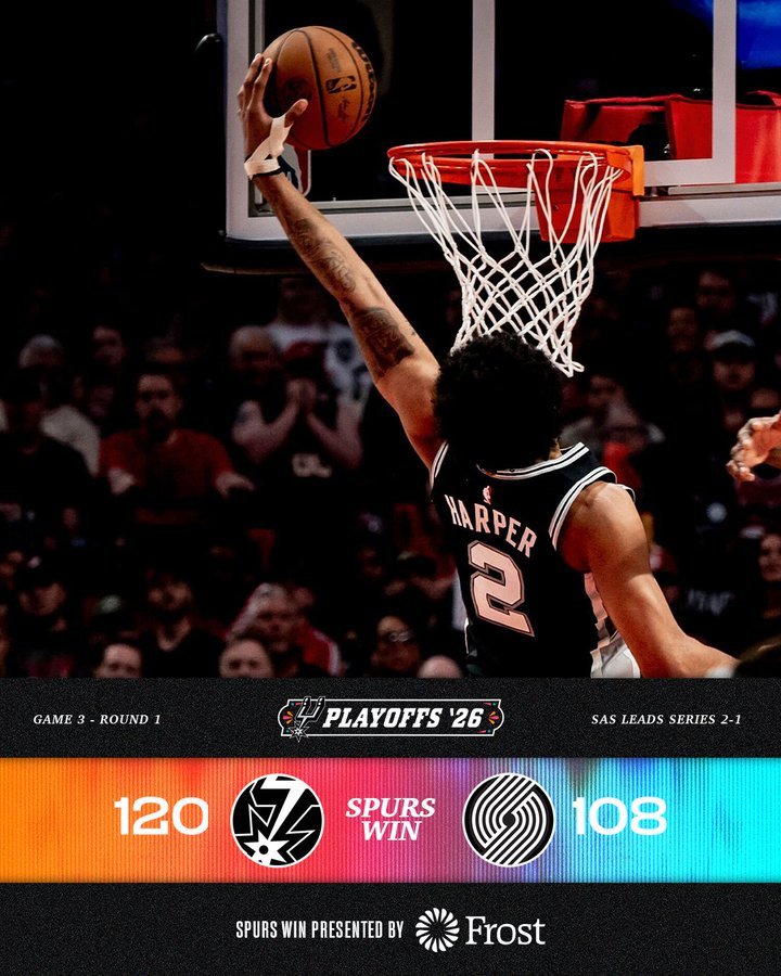 你吼他干嘛！马刺客场120-108逆转开拓者，大比分2-1领先马刺（2-1）：卡