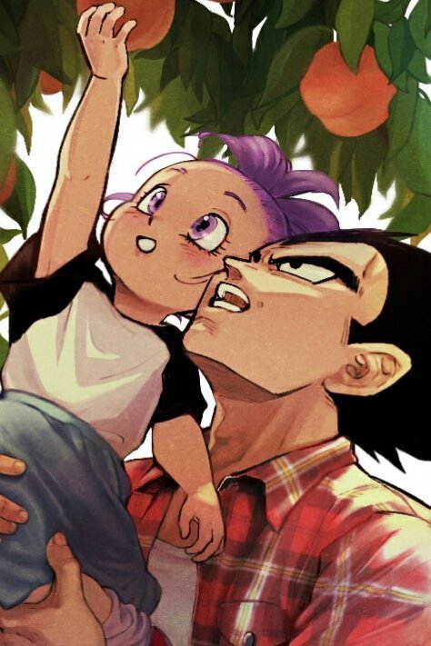贝吉塔与女儿布拉摘桃子（twi：@ morinokinoko_db）龙珠动漫动漫