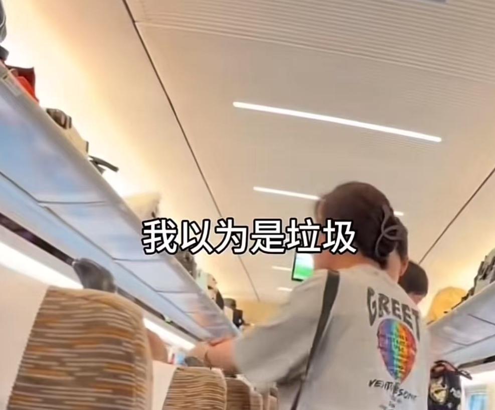 高铁上，男子的物品被女子误当垃圾扔掉，面对男子质问，女子情绪激动，反过来把男子大