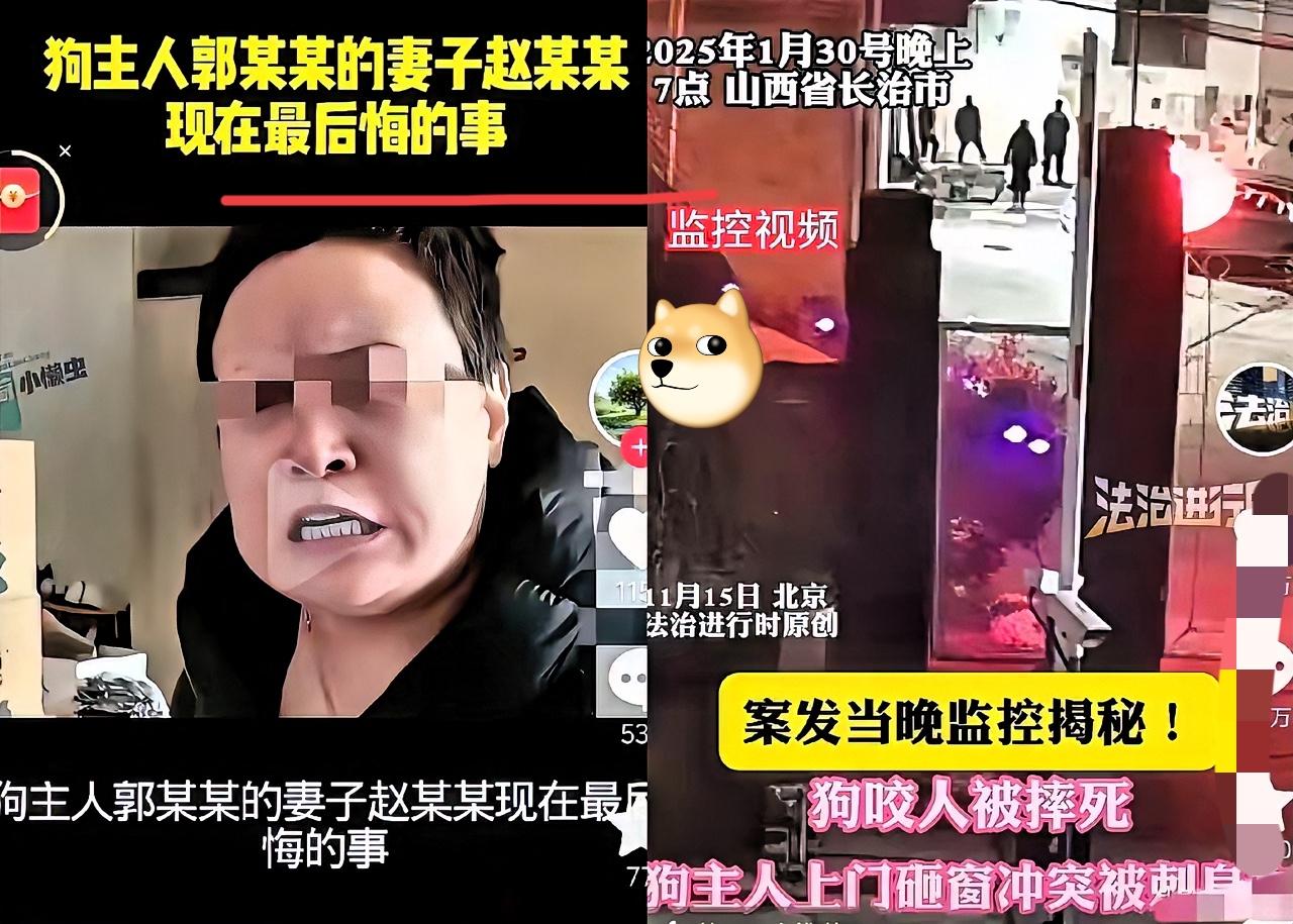狗主人的妻子赵某晖
到现在还不明白
这一切的罪魁祸首不是丈夫郭某某，而是她自己