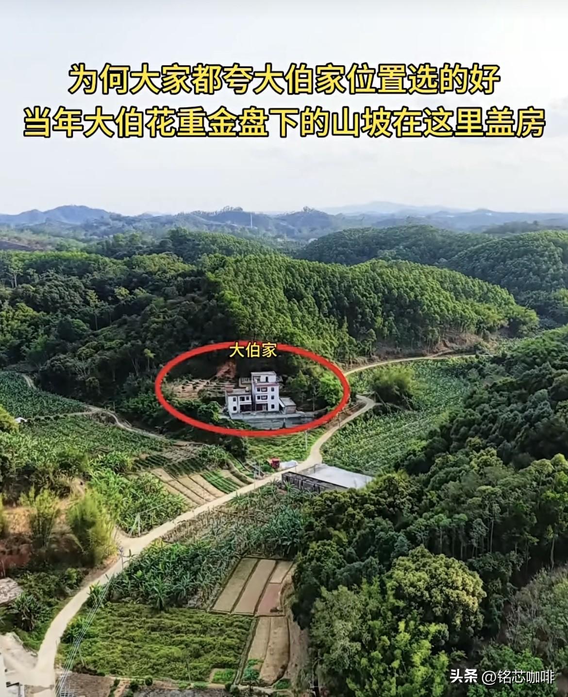 为何大家都夸大伯家位置
选的好⁉️当年大伯花重金盘下
的山坡在这里盖房🏠
大家