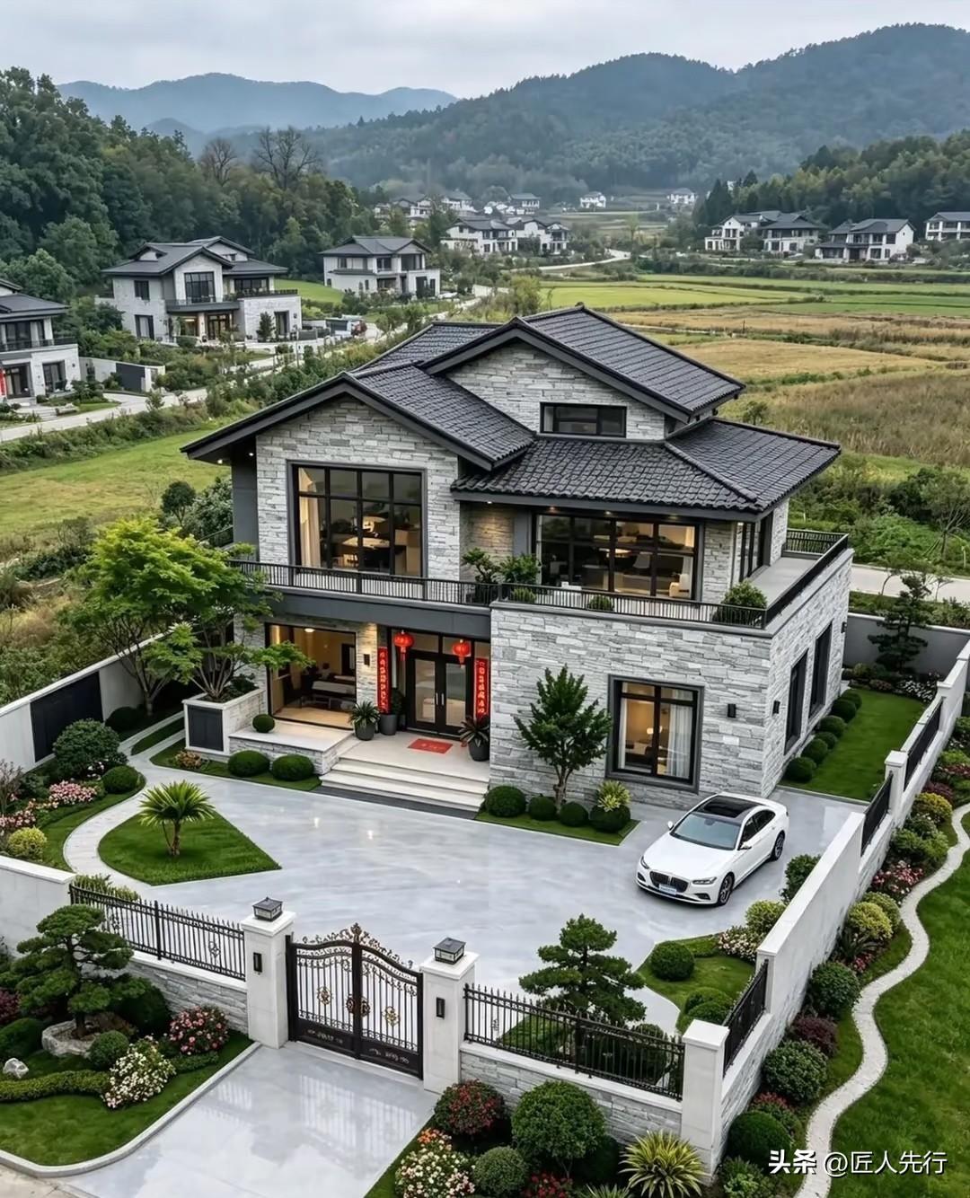 乡村自建房外观效果图，仅供参考！
乡村小别墅设计！