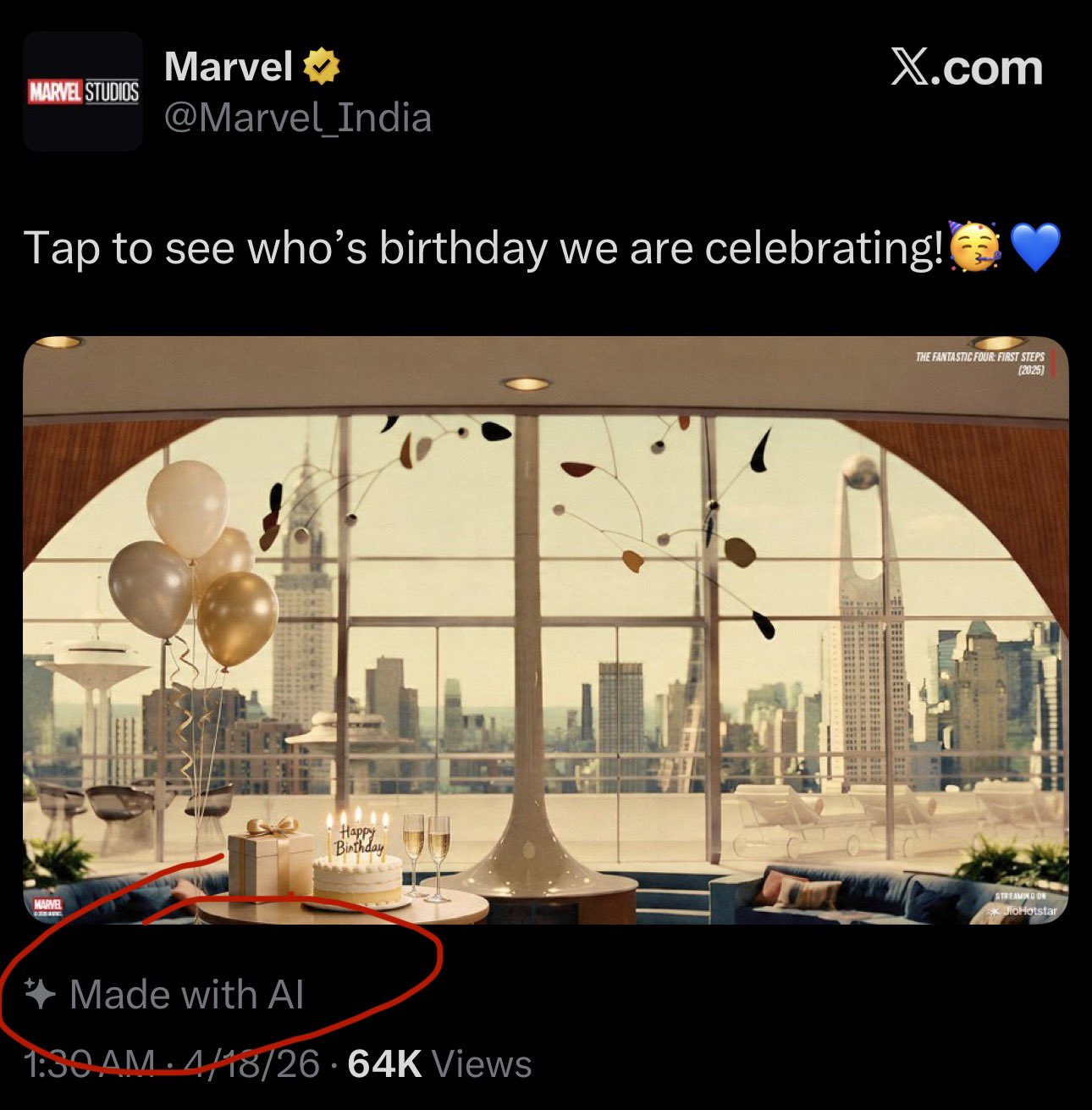 漫威印度官推又一次因为使用AI生成宣传物料在外网被炎上！！ 