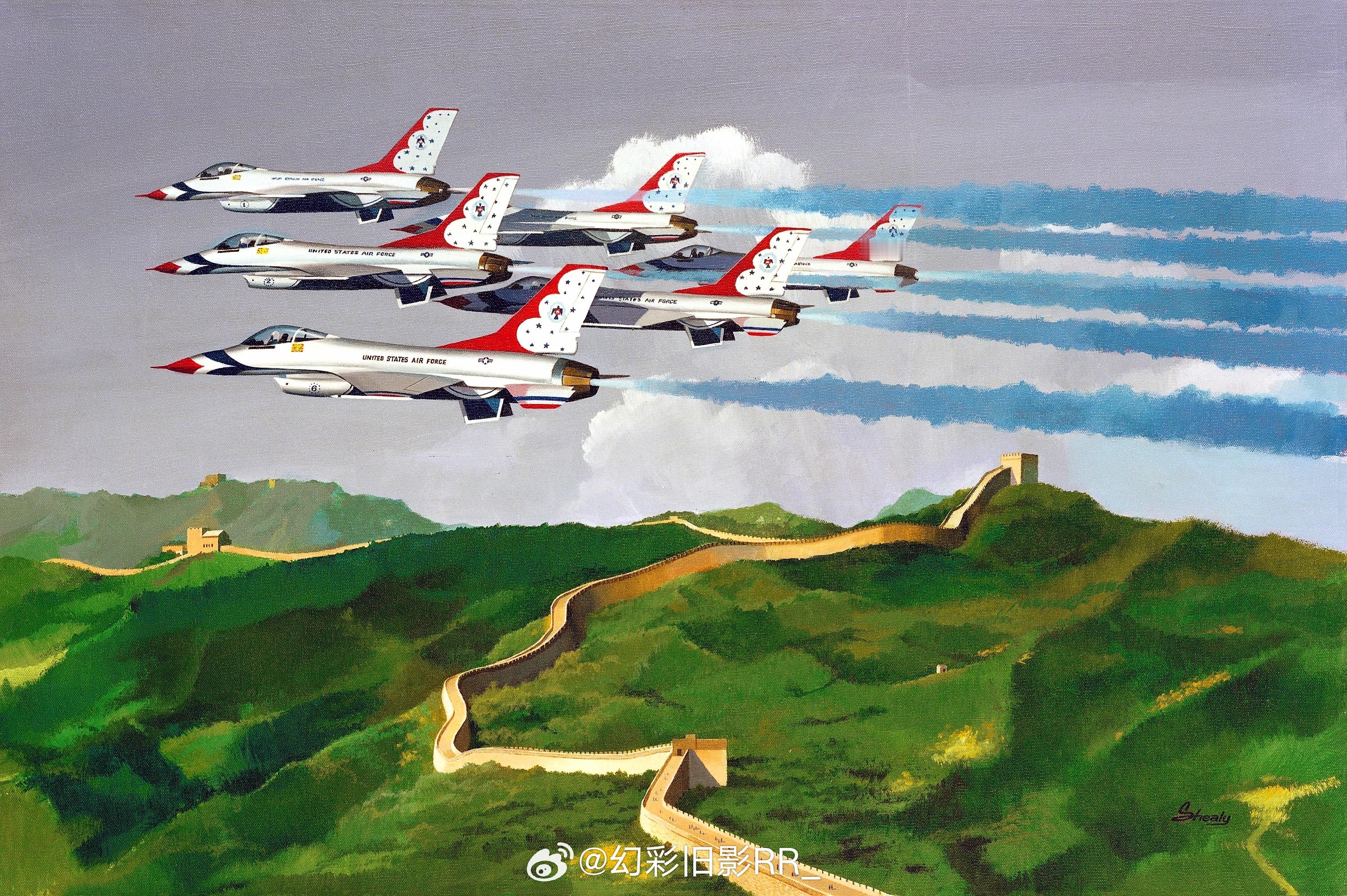 1987 “雷鸟”飞越长城图🖌by:Charles P. Shealy早安#幻