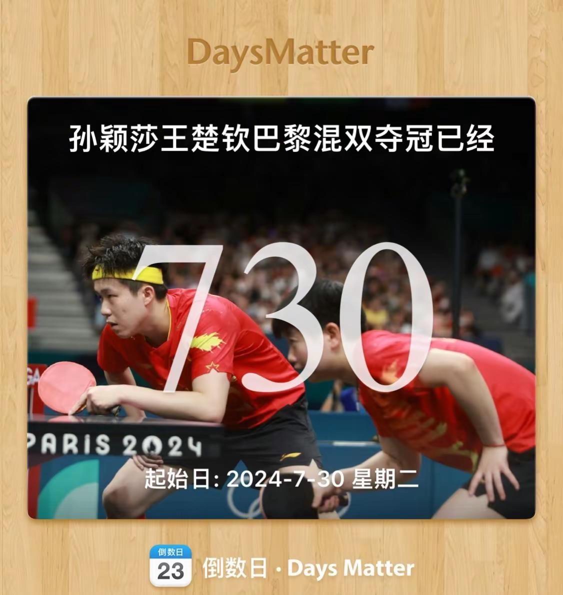 2周年……孙颖莎王楚钦我只希望你们健健康康，健康涨球，洛杉矶奥运会顶峰相见！竞技