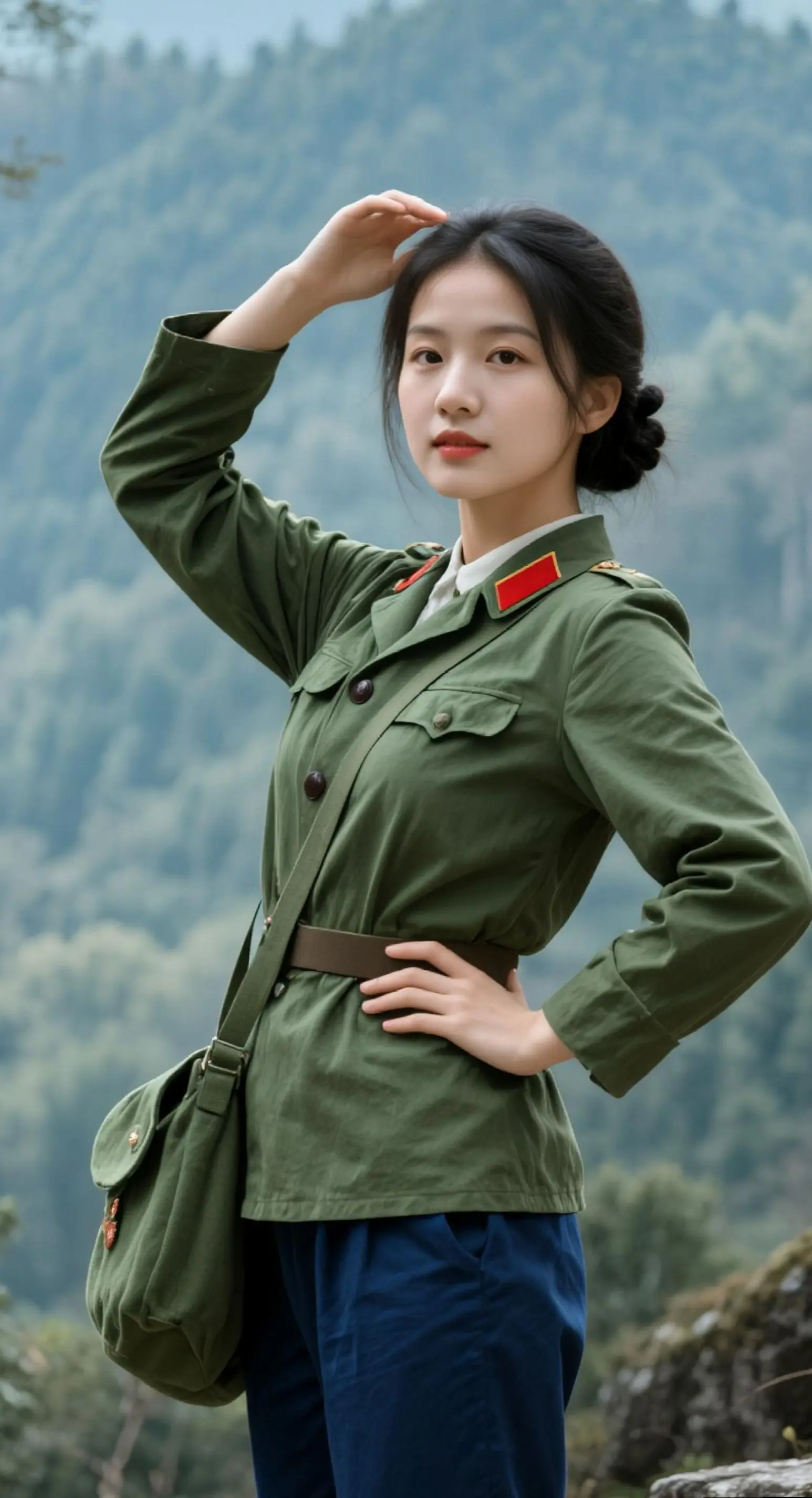 AI军装户外照 随变ai随便玩