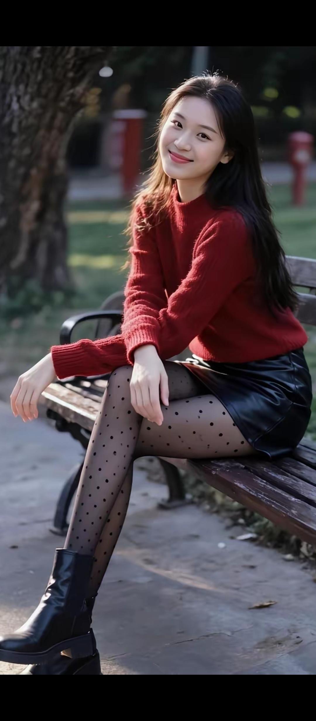 秋日暖阳下的甜美女孩，完美搭配，时尚又舒适。