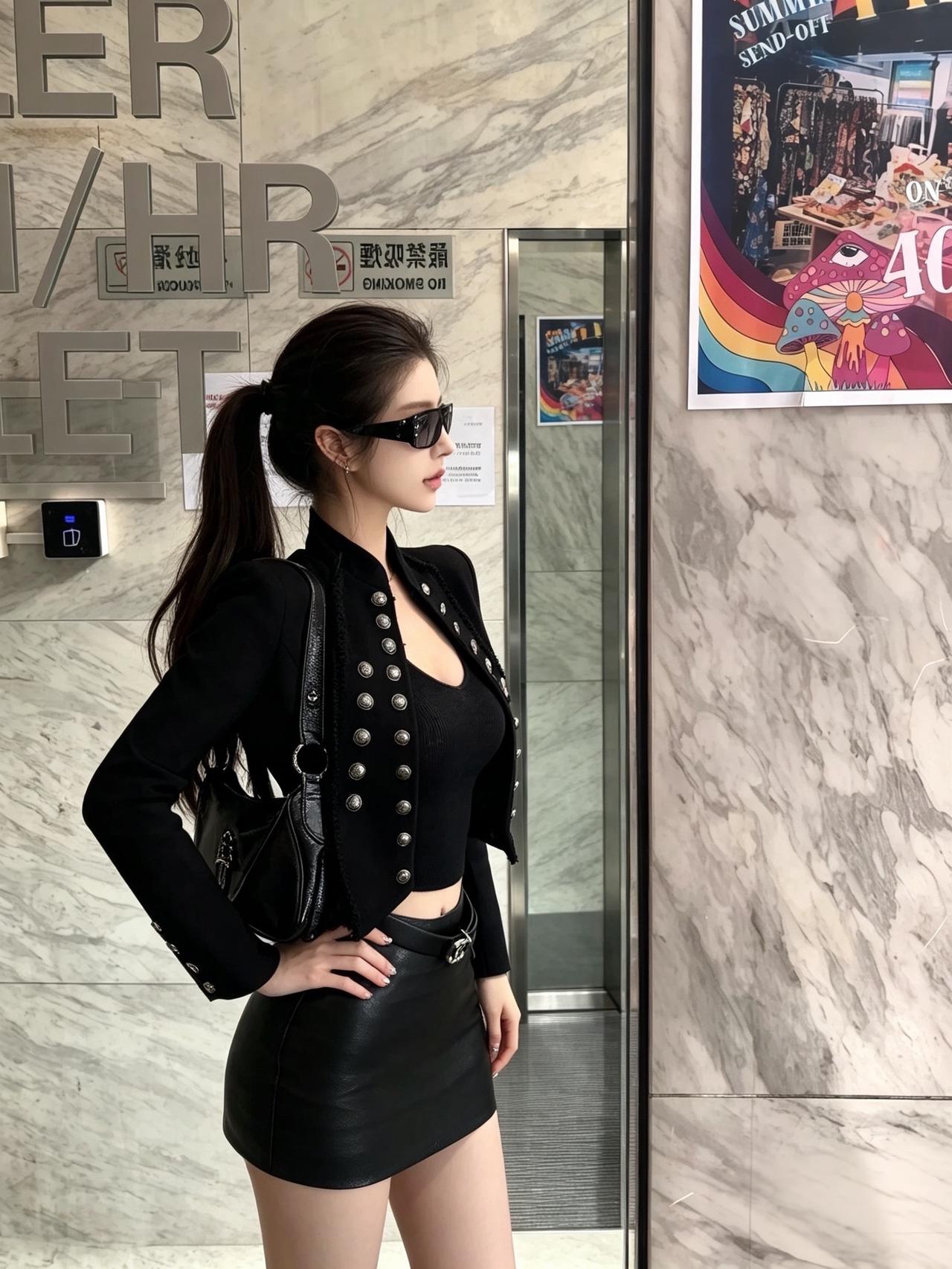 黑色系御姐穿搭 酷飒出街look 今日份高智感look 酷辣风 拽姐穿搭