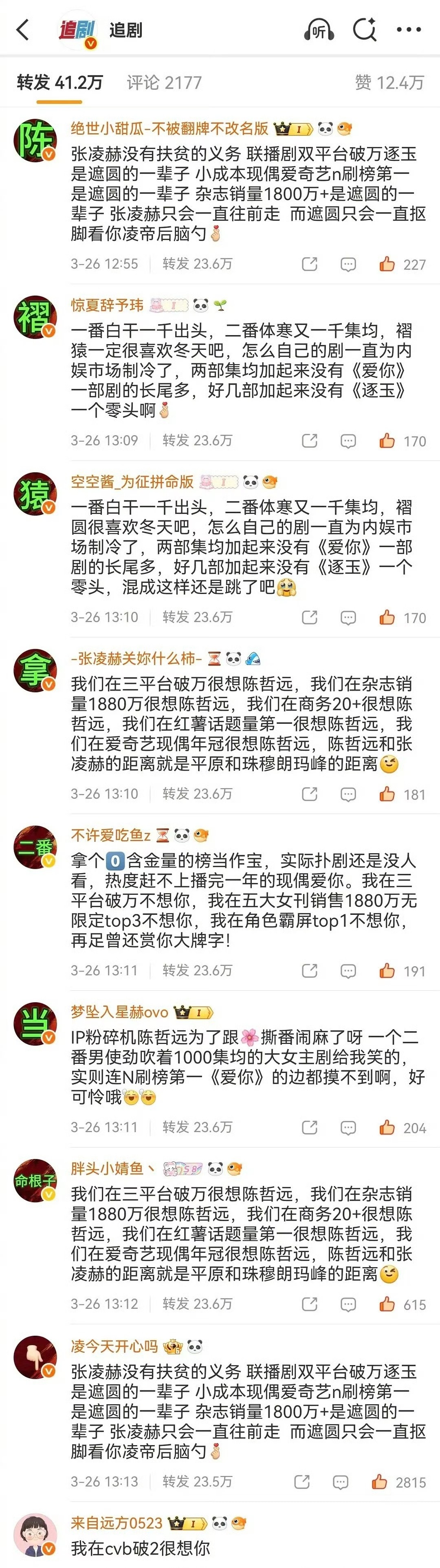 张凌赫粉丝给陈哲远排字了。 