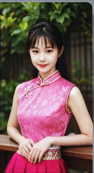 AI扩图 AI艳粉微笑