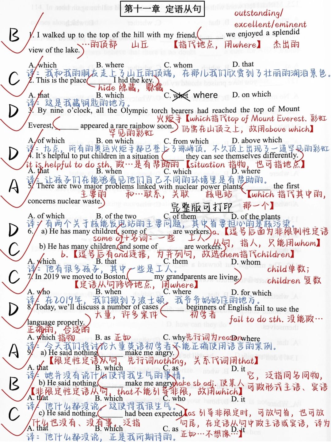 语！法！全！对！我终于搞明白了定语从句！