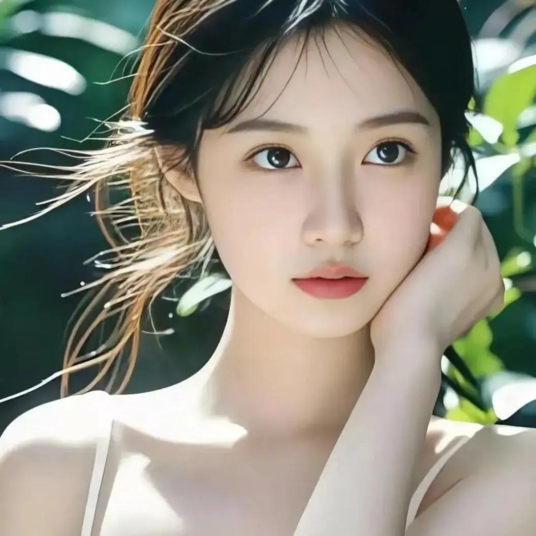 阳光下的温柔少女，微风轻拂，自然清新。自然清新美少女 温柔美少女 阳光白裙少女 