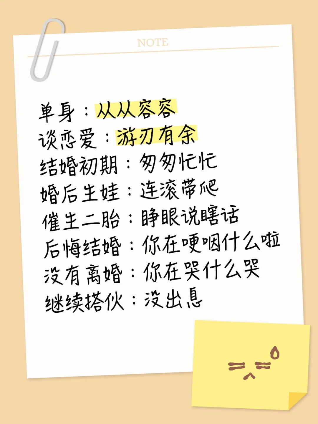 《没出息》婚姻版戳中好友，劝删！