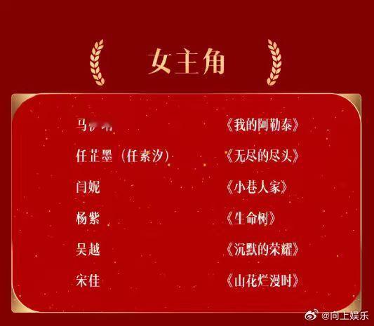 杨紫金鹰奖最佳女主角提名杨紫生命树金鹰奖最佳女主角提名杨紫金鹰奖最佳女主角提名，
