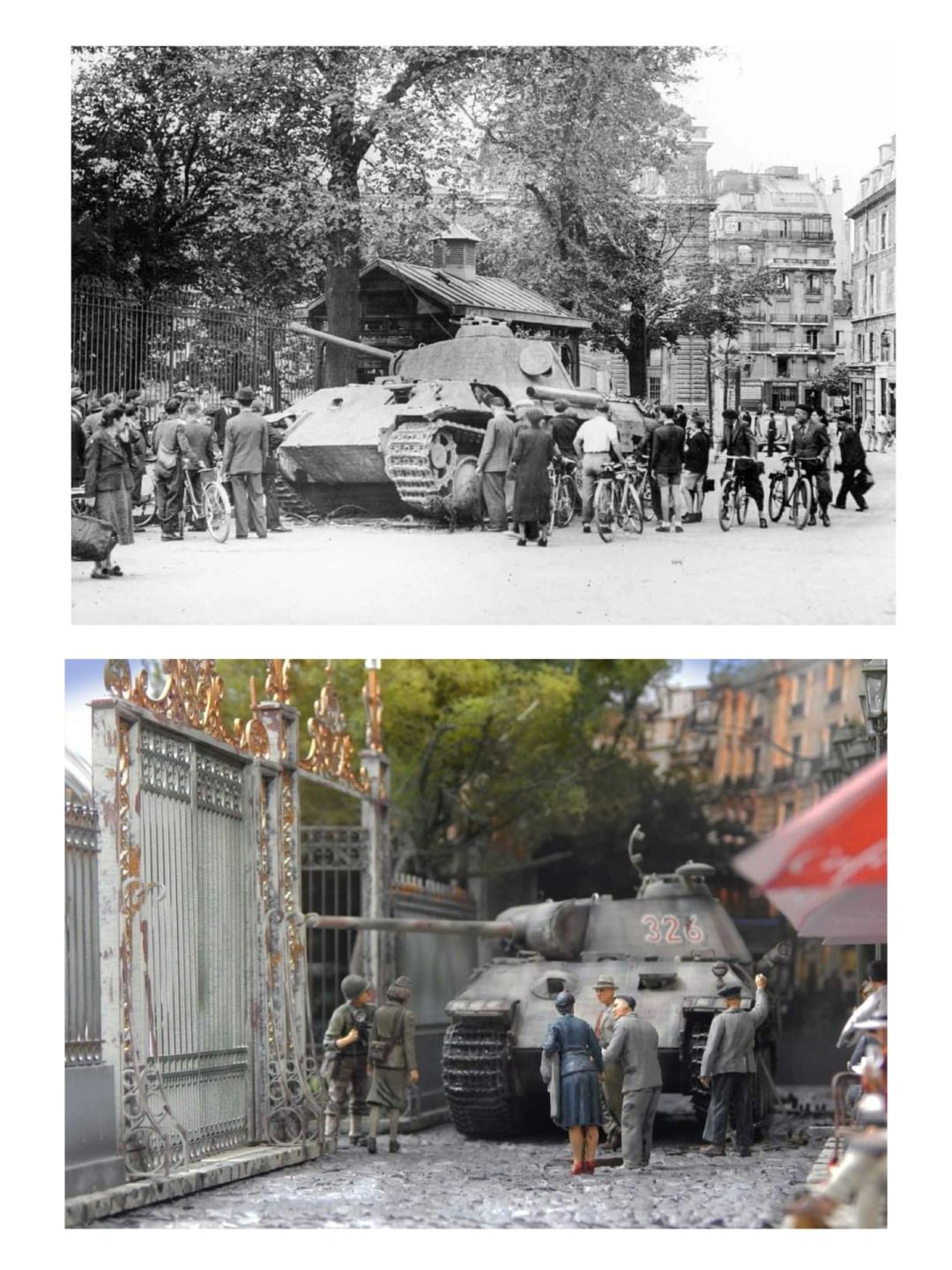 1944年8月，巴黎奥登剧院的豹式坦克