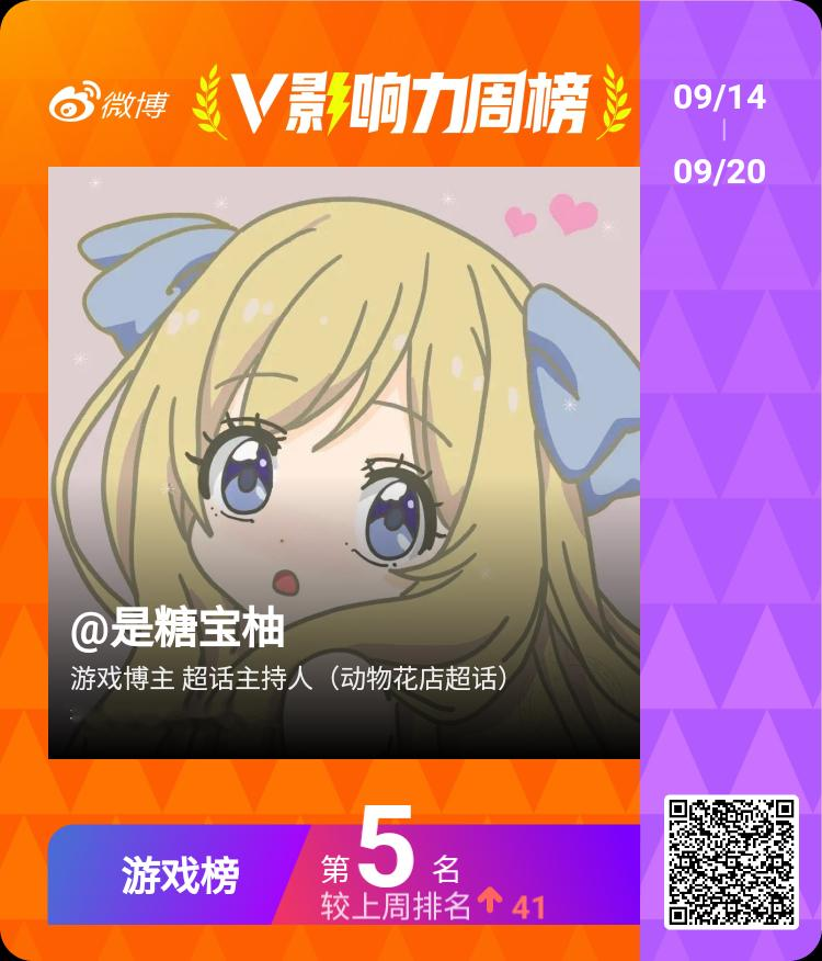 【V影响力榜 2026年第38周】「游戏周榜」揭榜啦！这可能是我排名最高的一次了