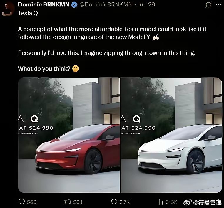 特斯拉Model 2曝光，跨界造型，这造型可比新款的Y协调多了好看多了！ ​​​