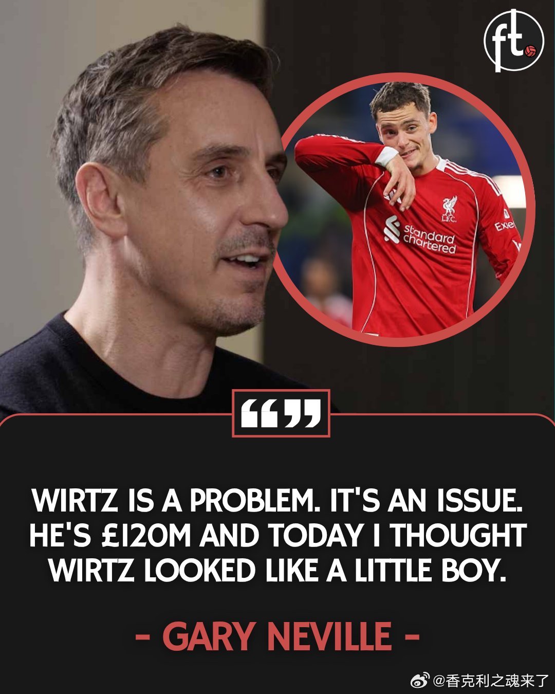 一到输球，对手名宿就开始火上加油了内维尔评维尔茨对阵曼城表现：内维尔：