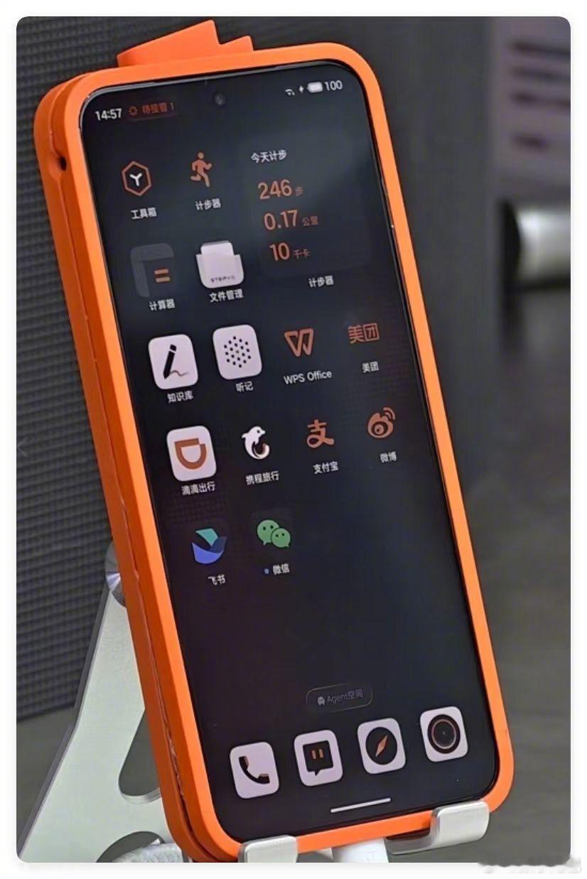 阶跃星辰这 UI 熟不熟悉？这状态栏的实况通知、时间、电池图标，桌面的计步器小组