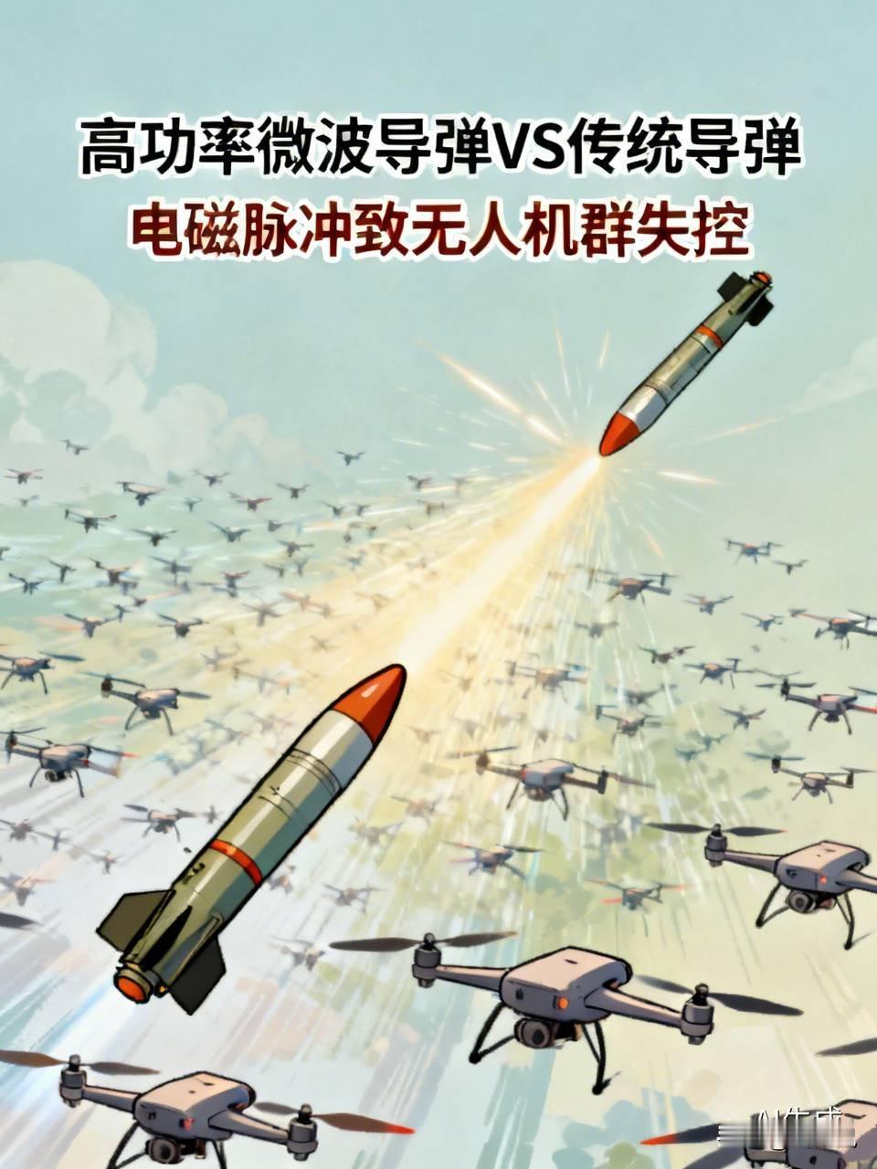 传统导弹全靠炸药硬碰硬，炸碎机身才算击毁，单枚造价动辄几十万，遇上无人机蜂群纯属
