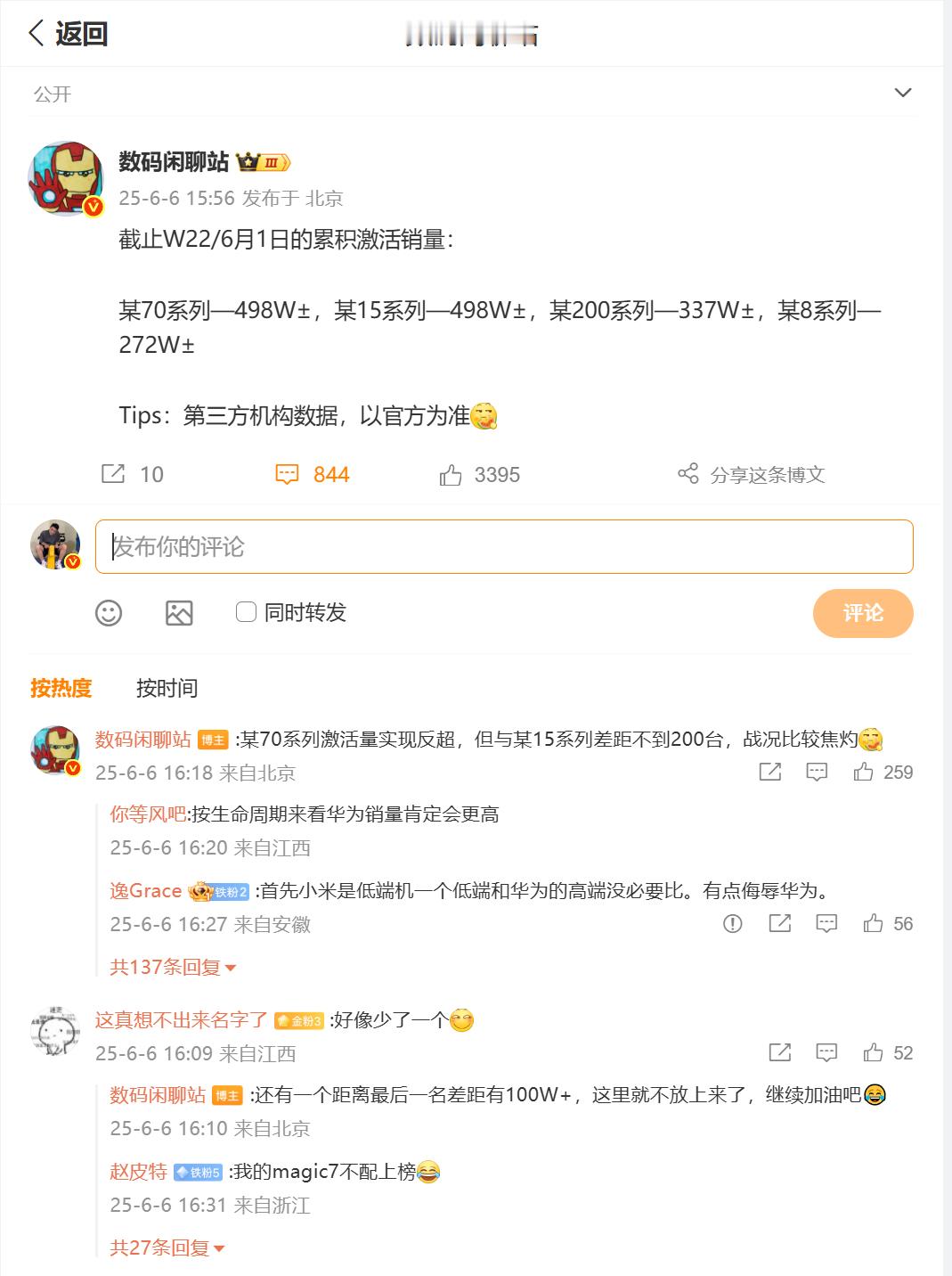 Mate70系列和小米15系列销量已经不相上下了[哆啦A梦吃惊] ​​​